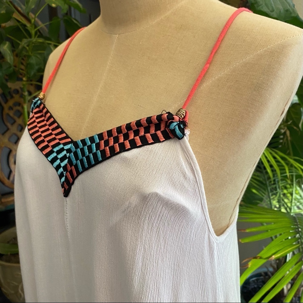 Revolve White Pom Pom trim slip dress - Picture 9 of 13